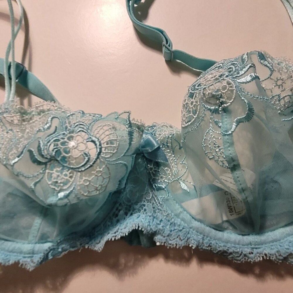 Simon Perele Underwire Lace Light Green Made In France Size 90 - Picture 3 of 7